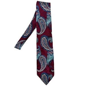 Boston Traders Mens Necktie‎ Designer 100% Silk. USA Business Burgundy Blue